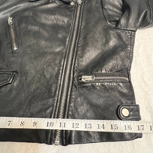 Topshop Women’s Genuine Leather Moto Biker Jacket Black Size US 8 UK 12 - Picture 8 of 13